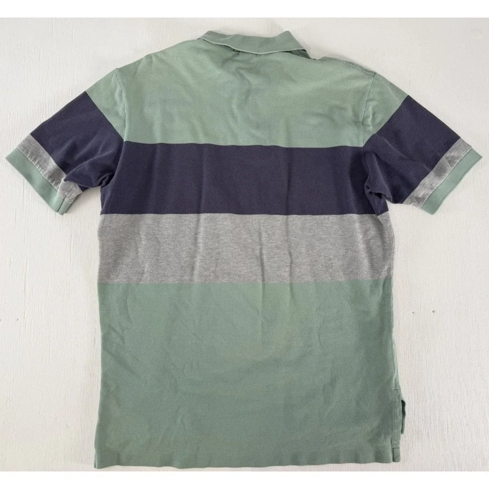 Vintage Polo Ralph Lauren Men Size L Color Block Shirt 90s Blue Green Gray‎ Y2K